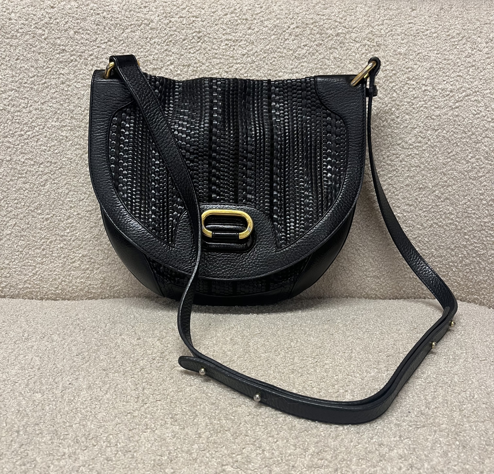 Handtas Delvaux zwart toile de cuir Secret Closet